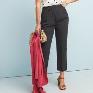 Black trousers w/ pleated wrap belt